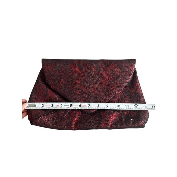ADOLFO DOMINGUEZ Red Black Snake Print Envelope Clutch Handbag - Picture 3 of 9
